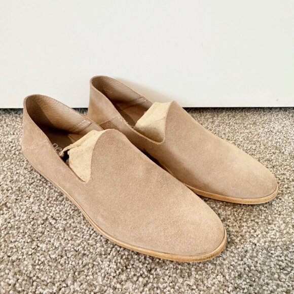 Pedro Garcia Yoshi Suede Leather Soft Slip On Smoking Loafer Flats Beige 39 US 9 - Picture 2 of 10